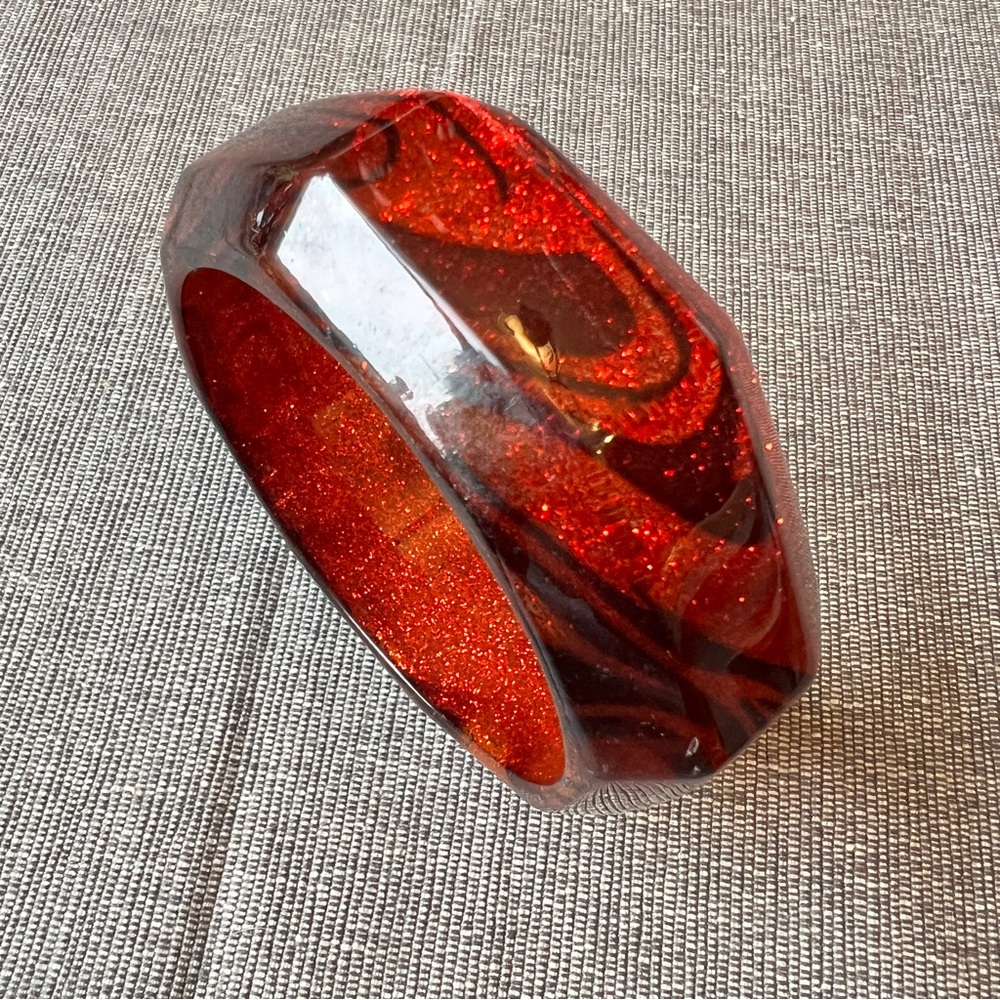 Red Glitter Resin Bangle Bracelet